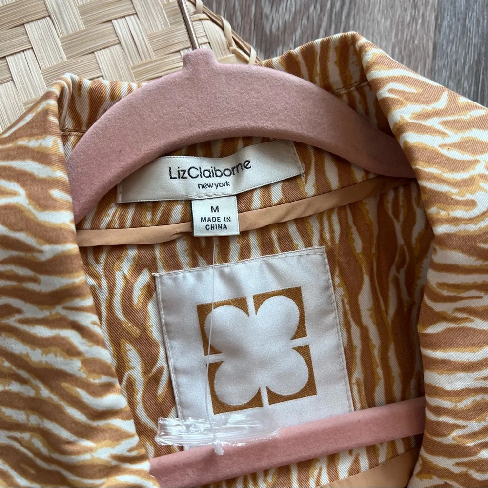 Liz Claiborne zebra tiger‎ printed trench coat NEW - Picture 2 of 6